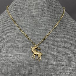 Gold-plated Elk Pendant On 18' Chain