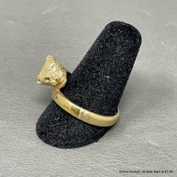 Gold-Plated Panther Ring Signed D.G.