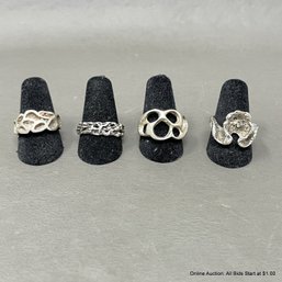 Four MCM Custom-Made Likely Sterling Silver Rings 25 Grams