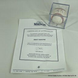 Bret Boone Autographed Baseball With Seattle Mariners C.O.A. In Display Box
