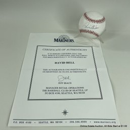David Bell Autographed Baseball With Seattle Mariners C.O.A.
