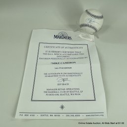 Mike Cameron Autographed Baseball 2001 All-Star Game With Seattle Mariners C.O.A.
