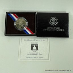 United States Congressional Coin 1989 Half Dollar Proof Coin With COA