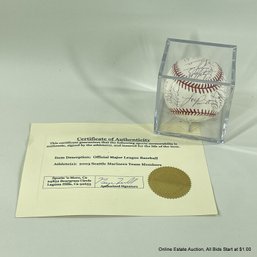 2003 Seattle Mariners Team Autographed Baseball With C.O.A. In Display Box