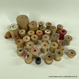 Collection Of Vintage Wooden Thread Spools