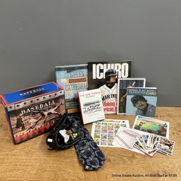 Baseball Books, Ken Burns Baseball VHS Set, Mini Glove, Stadium Tie