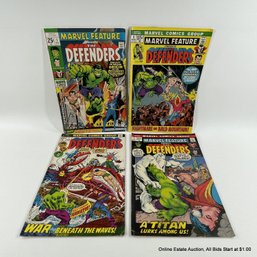 4 Comic Books Silver Age Marvel Feature Presents The Defenders & The Defenders 1971-1973 Marvel Comics