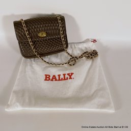 Bally Navy Leather Quilted Handbag With Braided Chain Strap With Original Dust Bag
