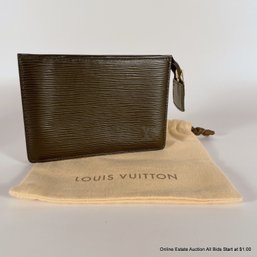 Louis Vuitton Epi Zippered Coin Purse In Black Leather With Original Dust Bag