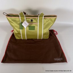 Coach Hampton Nylon Tote Bag In Lime Green With Original Tags Attached And Dust Bag