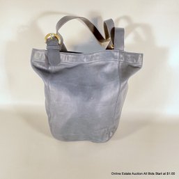 Vintage Coach Bucket Bag With Buckle Straps In Blue Slate Leather
