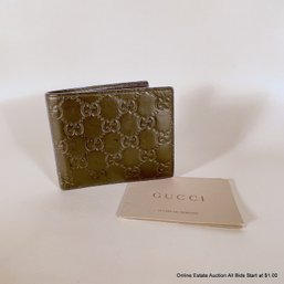 Gucci Monogram Bifold Wallet In Black Embossed Leather With Booklet