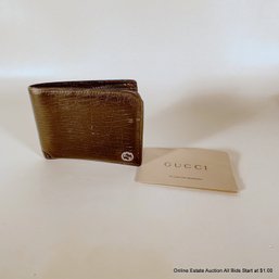 Gucci Trifold Wallet In Black Leather With Metal Logo