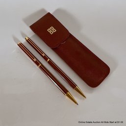 Givenchy Red & Gold Pen And Pencil Set In Original Case