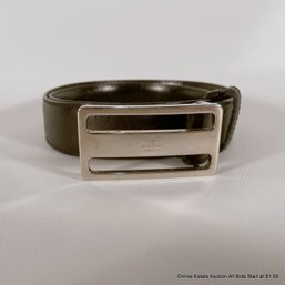 Gucci Black Leather Belt With Silver Pin Buckle