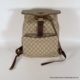 Gucci Supreme Monogram Single Buckle Backpack Beige Black