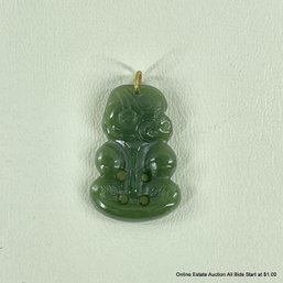 New Zealand Hand-Carved Nephrite Tiki Pendant