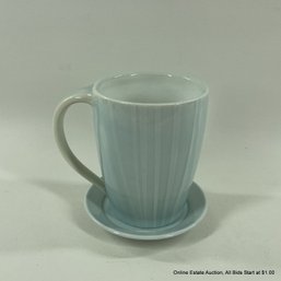 Nana Kuo Hand Throw Ceramic Coffee Mug With Saucer And Celadon Glaze