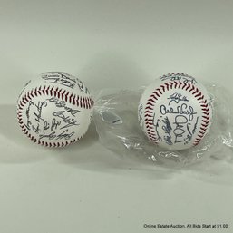 2 Seattle Mariners All Team Printed Autograph Baseballs One From 96 Playoffs