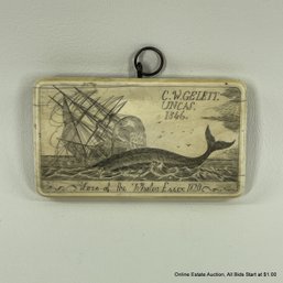 Small Scrimshaw Plaque 'Loss Of The Whaler Essex' C.w. Gelett 1846