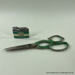 Vintage Salem Coronet Lighter, & Wiss Scissors