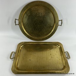 2 Vintage Brass Trays