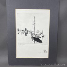 Lionel Barrymore Half-Tone Print Titled Quiet Waters Matted