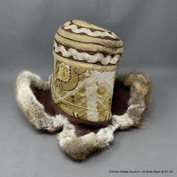 Chinese Fur Rimmed Brocade Hat