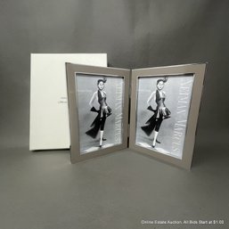Monica Rich Kosann MRK Classics Bi-Fold Brown Enamel & Silver Plate Frame 4x6 Each NIB