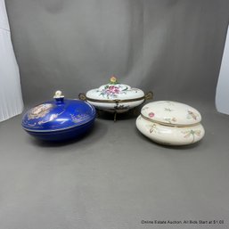 3 Porcelain Dresser Jars: M&R, Burton & Burton, L.M. & Co.