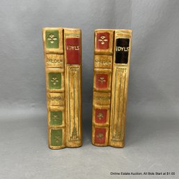 Two Bookends Made To Look Like Leather Bound Books