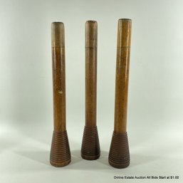 Three Antique Wood Bobbins