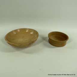 Two Decorative Small Shallow Wood Bowls