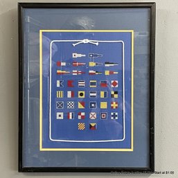 Framed Needlepoint Art Of Nautical Flags