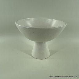 White Pedestal Bowl With Subtle Crackle Design