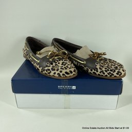 Sperry Top Sider Audrey Leopard Pony Loafers Women's Size 9.5 New In Box