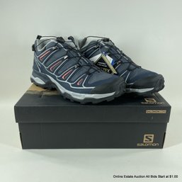 Solomon Women's 9.5 X Ultra 2 GTX Waterproof Hiking Shoe In Grey Denim & Melon Bloom New In Box