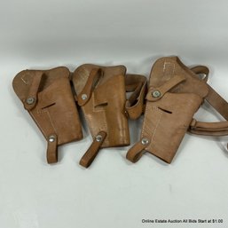 3 Like New US Military Stamped Leather Shoulder Holsters