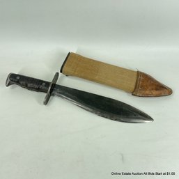 Plumb Phila 1917/1918 WW1 Bolo Fighting Knife With Canvas And Leather Sheath