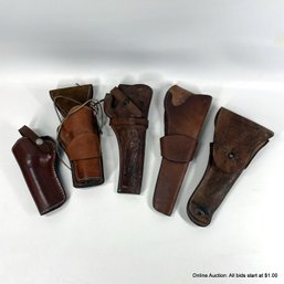 Lot Of Five Assorted Tan Leather Gun Holsters