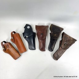 Lot Of Six Assorted Leather Gun Holsters From Bianchi, Boyt Harness Co, Warren Leather Goods And More