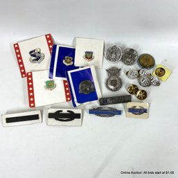 Twenty-One Assorted Military Pins