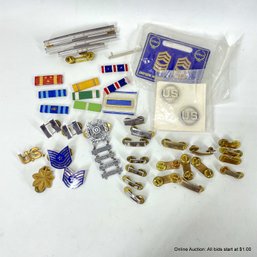 Forty Assorted Military Pins And Button