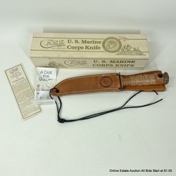 Case XX U.S. Marine Corps Knife With Leather Sheath In Original Box