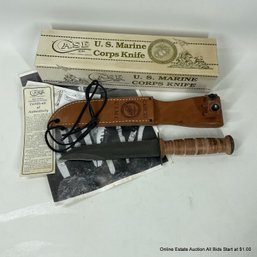 Case XX U.S. Marine Corps Knife With Leather Sheath And Certificate Of Authenticity In Original Box