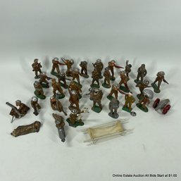 Large Lot Of Thirty-Four Assorted Barclay Manoil Metal Military Figurines