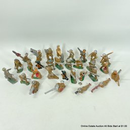 Large Lot Of Thirty Assorted Barclay Manoil Metal Military Figurines