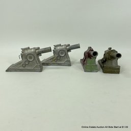 Lot Of Four Metal Toy Cannons