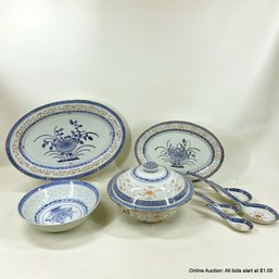 Chinese Blue & White Porcelain Serving Pieces  (Local Pick Up Or UPS Store Ship Only)