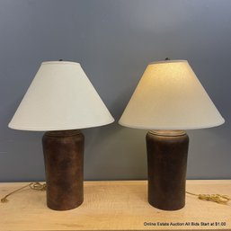 Pair Of Hammered Copper Table Lamps (LOCAL PICKUP ONLY)